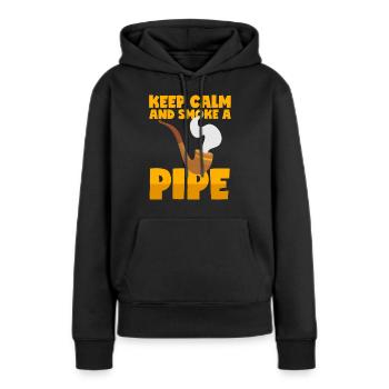 Fumer la pipe en disant - Sweat à capuche Premium bio Femme - noir - Devant - Julia (174cm)