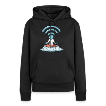 Nerd WiFi Computer - Frauen Premium Bio Hoodie - Schwarz - Vorne - Julia (174cm)