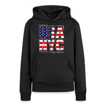 USA NYC New York City Amerikanische Flagge I Love NY - Frauen Premium Bio Hoodie - Schwarz - Vorne - Julia (174cm)