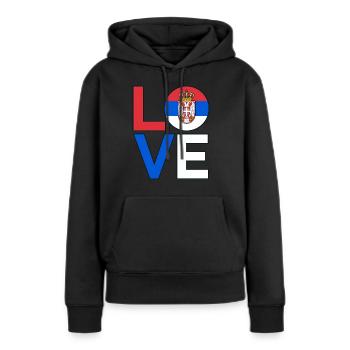 Serbien - Frauen Premium Bio Hoodie - Schwarz - Vorne - Julia (174cm)
