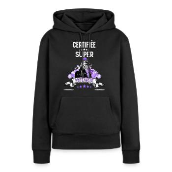 Super motarde femme cadeau moto - Sweat à capuche Premium bio Femme - noir - Devant - Julia (174cm)