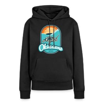 Okinawa – Japon - Sweat à capuche Premium bio Femme - noir - Devant - Julia (174cm)