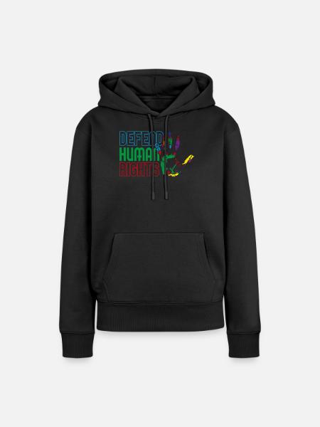 Verteidigt Menschenrechte - Frauen Premium Bio Hoodie - Schwarz