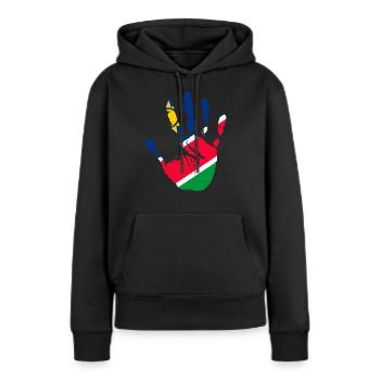 Namibie - Sweat à capuche Premium bio Femme - noir - Devant - Julia (174cm)