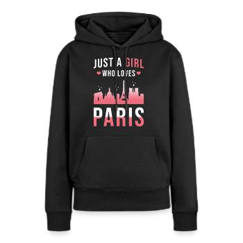 Paris - Frauen Premium Bio Hoodie - Schwarz - Vorne - Julia (174cm)