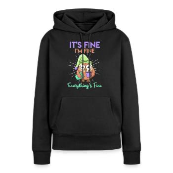 Hibou du café C’est bien je suis fin Tout est fin - Sweat à capuche Premium bio Femme - noir - Devant - Julia (174cm)