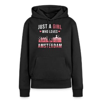 Amsterdam - Sweat à capuche Premium bio Femme - noir - Devant - Julia (174cm)