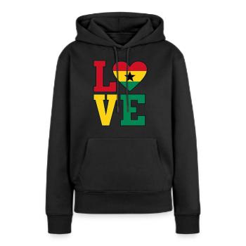 Ghana - Sweat à capuche Premium bio Femme - noir - Devant - Julia (174cm)