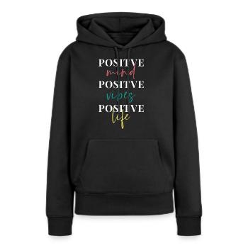 Dicton de la pensée positive - Sweat à capuche Premium bio Femme - noir - Devant - Julia (174cm)