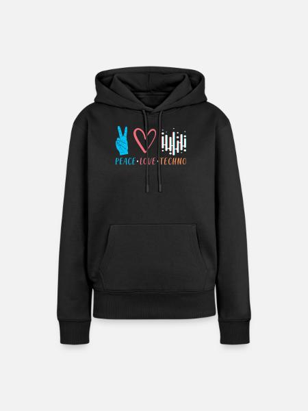 Techno - Frauen Premium Bio Hoodie - Schwarz