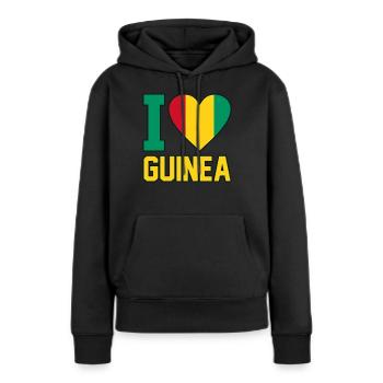 Guinée - Sweat à capuche Premium bio Femme - noir - Devant - Julia (174cm)