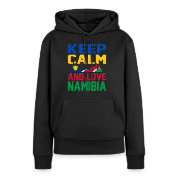 Namibie - Sweat à capuche Premium bio Femme - noir - Devant - Julia (174cm)