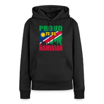 Namibie - Sweat à capuche Premium bio Femme - noir - Devant - Julia (174cm)