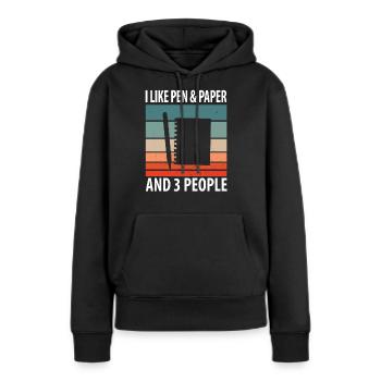Stylo & Papier - Sweat à capuche Premium bio Femme - noir - Devant - Julia (174cm)
