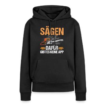 Sägen Holzfäller Wald - Frauen Premium Bio Hoodie - Schwarz - Vorne - Julia (174cm)