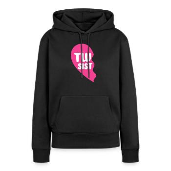 Twin Sister Family Baby Twins Cadeau - Sweat à capuche Premium bio Femme - noir - Devant - Julia (174cm)