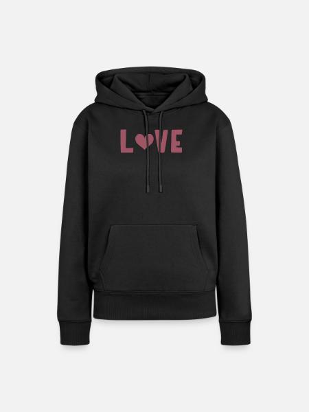 Love - Frauen Premium Bio Hoodie - Schwarz