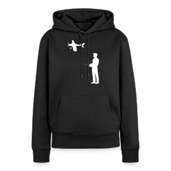 Modèle d’avion RC Volant Rétro Vintage Cadeau - Sweat à capuche Premium bio Femme - noir - Devant - Julia (174cm)