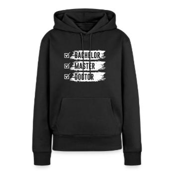 Docteur Doctorat Thèse de doctorat Docteur - Sweat à capuche Premium bio Femme - noir - Devant - Julia (174cm)