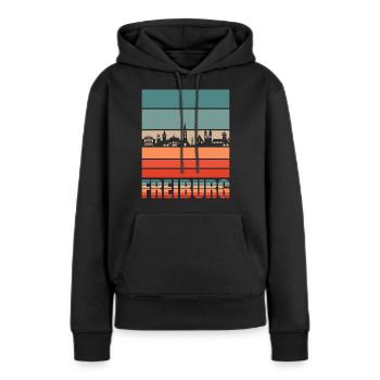 Freiburg | Freiburg Skyline - Frauen Premium Bio Hoodie - Schwarz - Vorne - Julia (174cm)