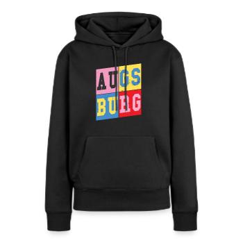 Augsburg Allemagne City Font Retro Home - Sweat à capuche Premium bio Femme - noir - Devant - Julia (174cm)