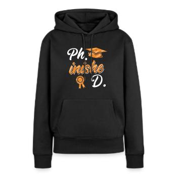 Doctorat phinished Thèse de doctorat - Sweat à capuche Premium bio Femme - noir - Devant - Julia (174cm)