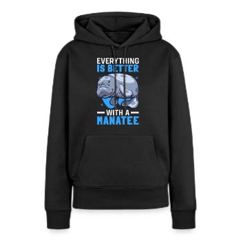 Alles ist besser mit Seekühen Manati Seekuh - Frauen Premium Bio Hoodie - Schwarz - Vorne - Julia (174cm)