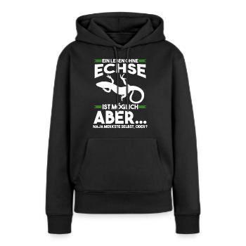 Terrarium Echse Echsen - Frauen Premium Bio Hoodie - Schwarz - Vorne - Julia (174cm)