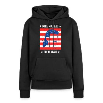 Humour politique I Cheveux de mulet Je fais des mulets - Sweat à capuche Premium bio Femme - noir - Devant - Julia (174cm)