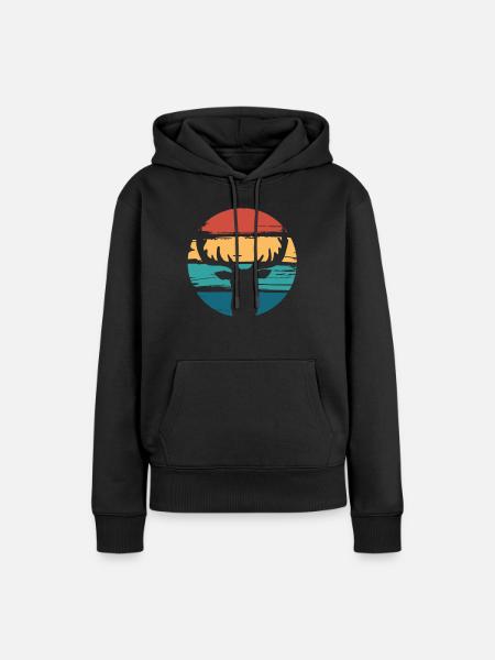 Hirschkopf Hirsch Hirschgeweih Hirschjäger - Frauen Premium Bio Hoodie - Schwarz