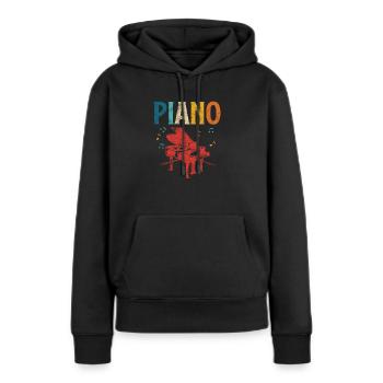 Pianiste - Sweat à capuche Premium bio Femme - noir - Devant - Julia (174cm)