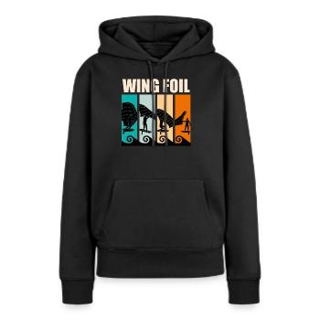 Retro Wing Surf Wing Foil Wing Foil - Sweat à capuche Premium bio Femme - noir - Devant - Julia (174cm)