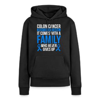Ruban de sensibilisation au cancer du côlon Guerrier du cancer du côlon - Sweat à capuche Premium bio Femme - noir - Devant - Julia (174cm)