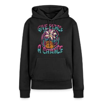 Trippy Flower - Frauen Premium Bio Hoodie - Schwarz - Vorne - Julia (174cm)
