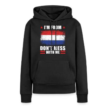 Néerlandais néerlandais disant drôle - Sweat à capuche Premium bio Femme - noir - Devant - Julia (174cm)