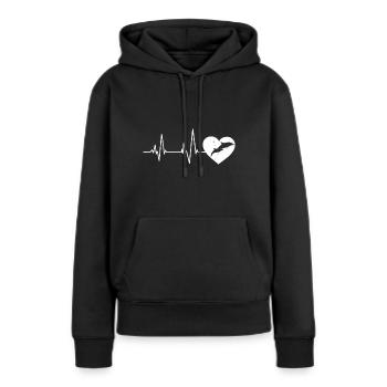 Delphine Herzschlag Delphin - Frauen Premium Bio Hoodie - Schwarz - Vorne - Julia (174cm)