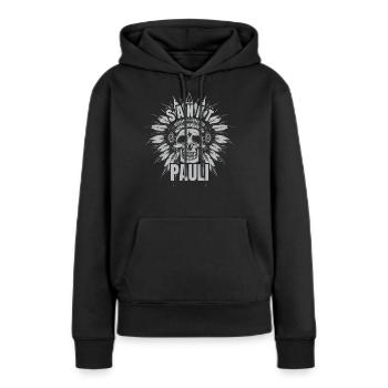 St Pauli. Éventail St pauli Éventail Paulianer Hamburger - Sweat à capuche Premium bio Femme - noir - Devant - Julia (174cm)
