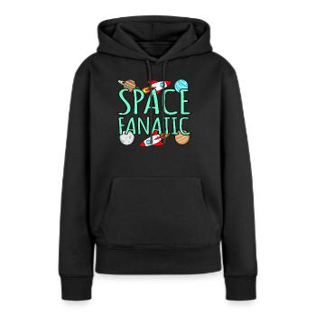 Weltraum - Frauen Premium Bio Hoodie - Schwarz - Vorne - Julia (174cm)