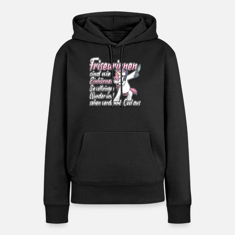 Les coiffeurs sont des coiffeurs comme des licornes - Sweat à capuche Premium bio Femme - noir