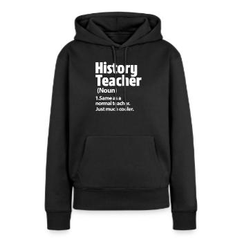 Histoire - Sweat à capuche Premium bio Femme - noir - Devant - Julia (174cm)