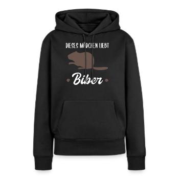 Biber Waldtiere Tierliebhaber Mädchen Geschenk - Frauen Premium Bio Hoodie - Schwarz - Vorne - Julia (174cm)