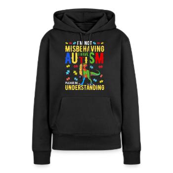 Autisme - Sweat à capuche Premium bio Femme - noir - Devant - Julia (174cm)