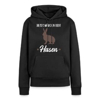 Hase Waldtiere Tierliebhaber Mädchen Geschenk - Frauen Premium Bio Hoodie - Schwarz - Vorne - Julia (174cm)