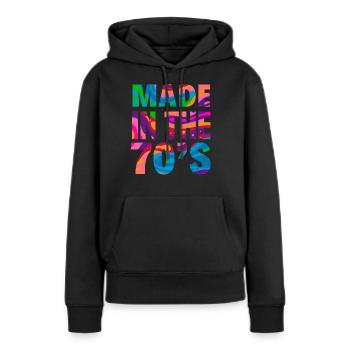 70er Jahre Party Outfit Kostüm 70er Geboren - Frauen Premium Bio Hoodie - Schwarz - Vorne - Julia (174cm)