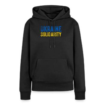 Ukraine Solidarité - Sweat à capuche Premium bio Femme - noir - Devant - Julia (174cm)