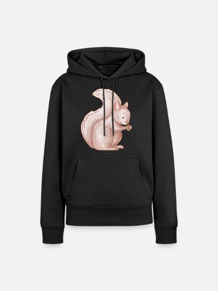 Süßes nussiges Eichhörnchen - Frauen Premium Bio Hoodie - Schwarz