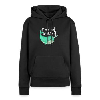 Narval - Sweat à capuche Premium bio Femme - noir - Devant - Julia (174cm)