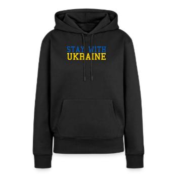 Ukraine Solidarité - Sweat à capuche Premium bio Femme - noir - Devant - Julia (174cm)