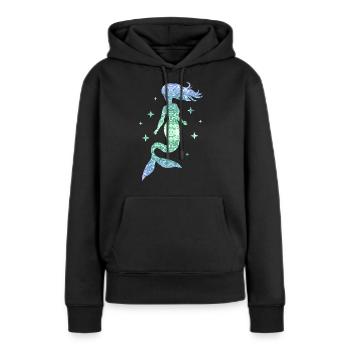 Sirène Femmes Fille Cadeau Sirène Paillettes - Sweat à capuche Premium bio Femme - noir - Devant - Julia (174cm)