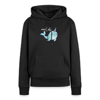 Narval - Sweat à capuche Premium bio Femme - noir - Devant - Julia (174cm)